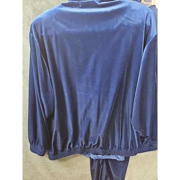 Vintage Blast Women's LG  3 Piece Velour Blue Track Suit Pockets Shoulder Pads - Picture 5 of 16